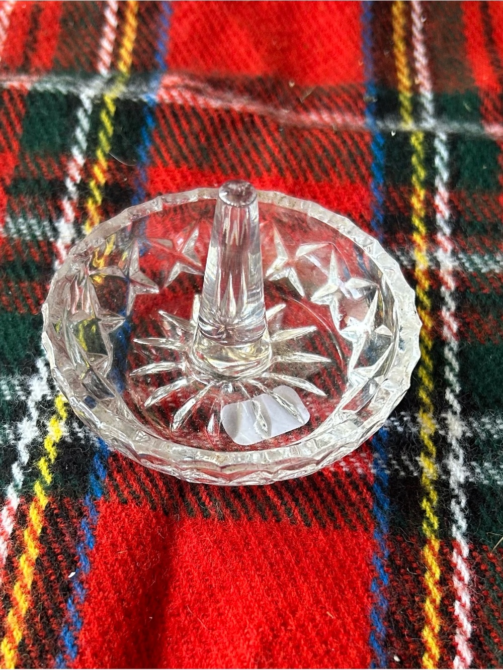 Clear Cut Glass Ring Holder Dish